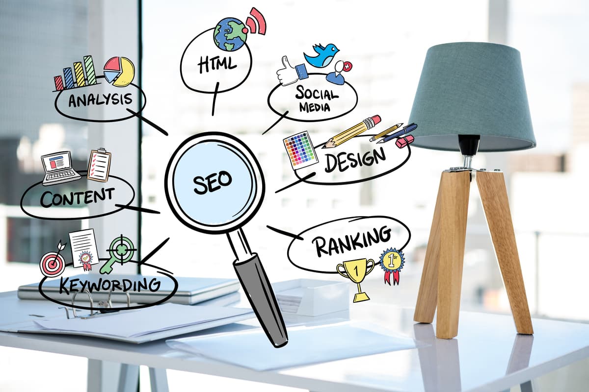 Magnifying glass over search and evaluation concepts used when vetting a software partner