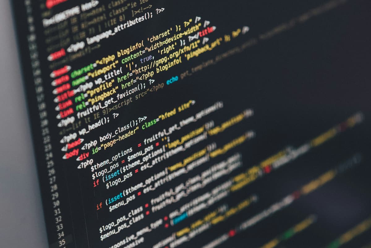 Developer writing code on a dual-monitor workstation while planning a business website for the Indian market