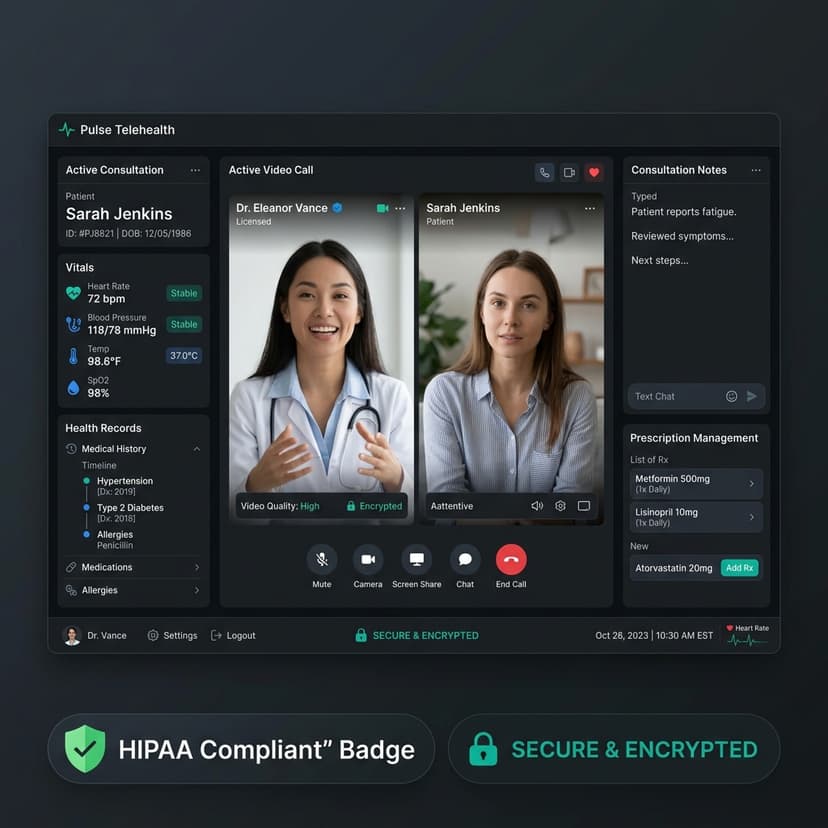 Pulse Telehealth: HIPAA-Compliant Healthcare Platform